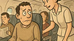 Banc: Însoțitoarea întreabă: „Ați mai zburat vreodată?”