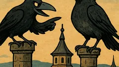 Banc: Două ciori pe turn, una minte